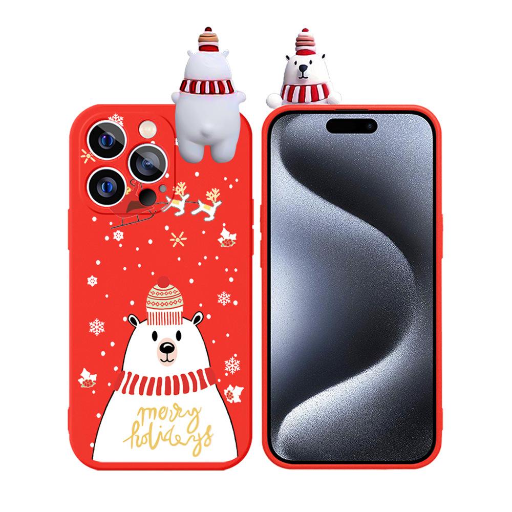 3D vianočný snehuliak kreslený jeleň Santa Claus puzdro na telefón pre iPhone 16 15 14 13 12 11 Pro Max 15 Pro 14 Plus XR nárazuvzdorný silikónový TPU kryt na telefón