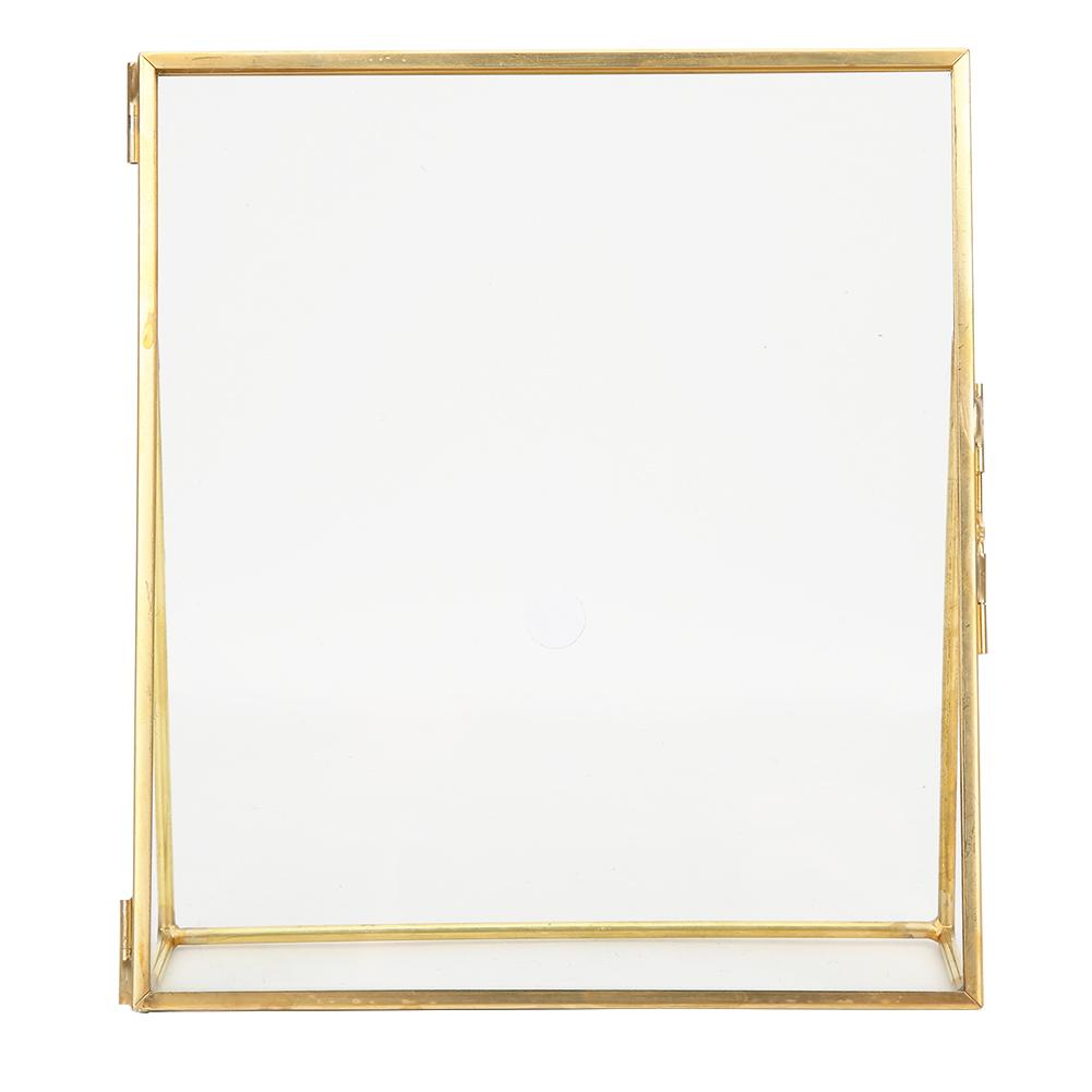 Retro Glass Picture Frame Clr Photo Display Photo Frame Geometric Glass Plant Sample Photo Frame with Copper Bracket for Home Decoration