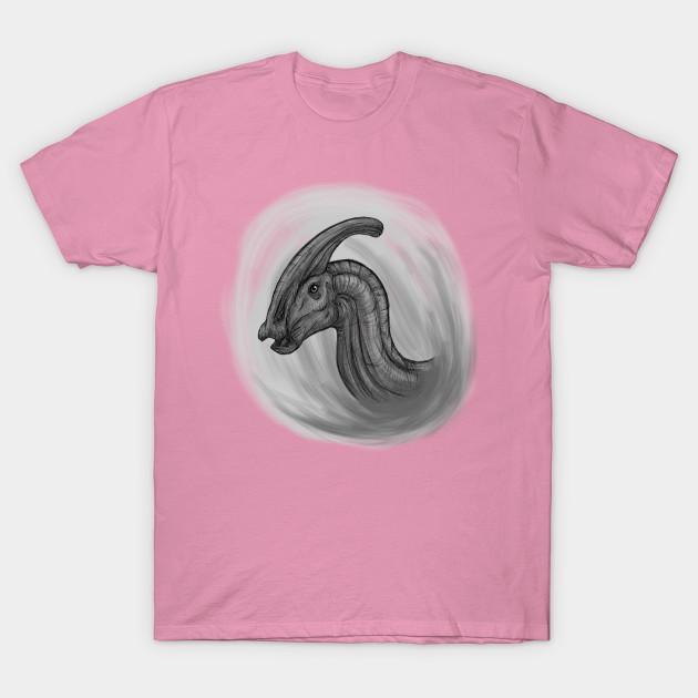 T-Shirt Damen Parasaurolophus Skizze Harajuku Print Kawaii T-Shirt Sommer Kurzarm Damen T-Shirt Top Tee