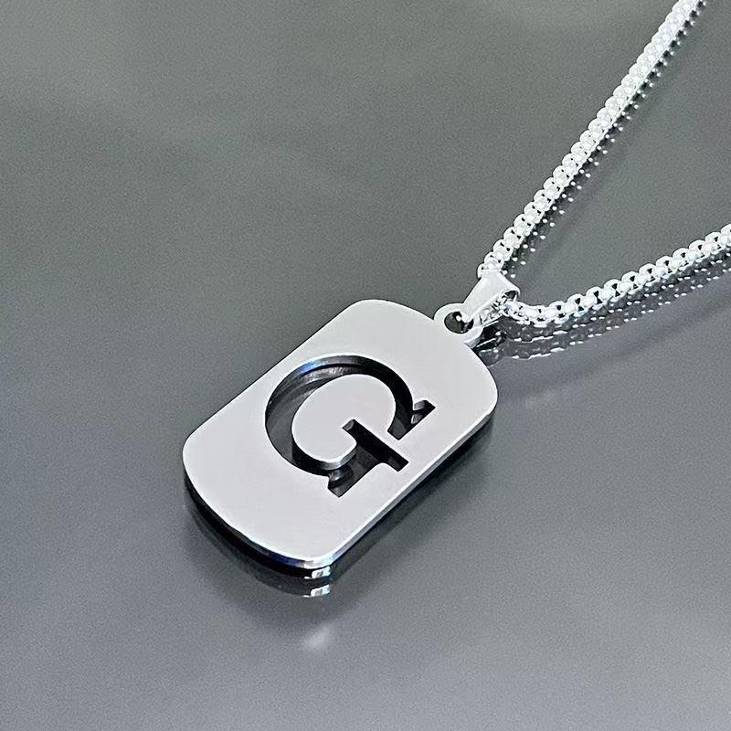 Simple Titanium Steel 26-Letter Necklace for Men and Women - Trendy Minimalist Design