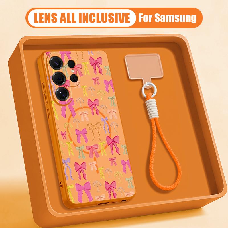 Pink Bowknots Print Case For Samsung S26 Ultra S25 FE S24 S24 Plus A57 A37 A17 A56 A36 A16 A55 A35 A15 A54 5G Hybrid Magnetic Matte Cover