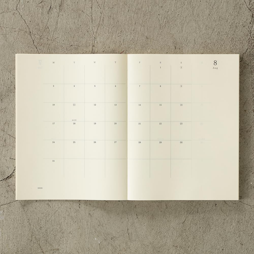 Midori MD Notebook A4 22407006 December Diary, 2026, Size, Thin, Monthly, (Starts 2025)