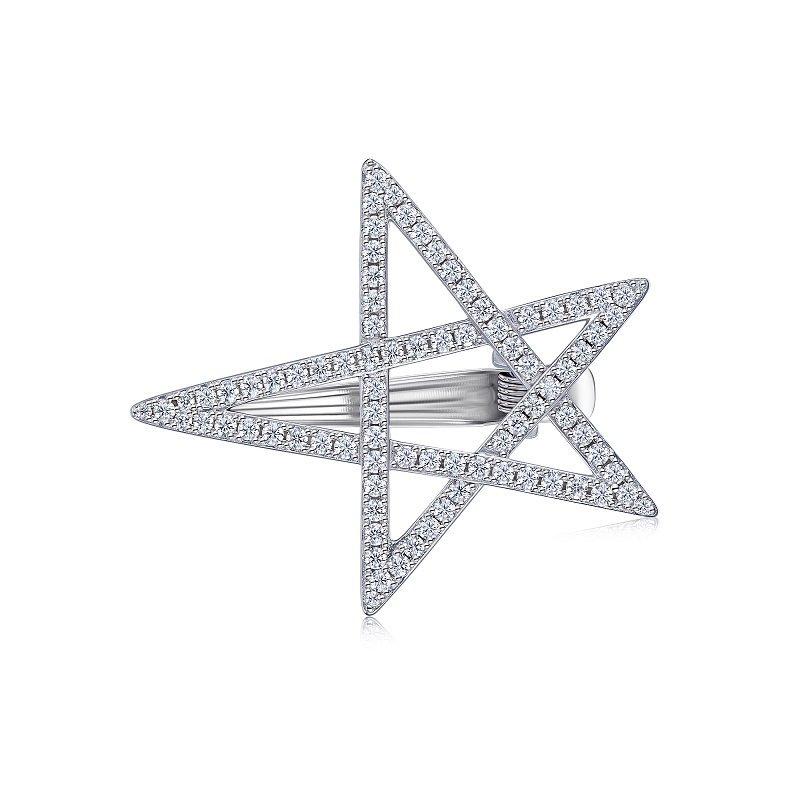1pc Star Shaped 925 Sterling Silver Hair Clip Platinum Plated Moissanite Pendant Charm Geometric Design for Women Factory