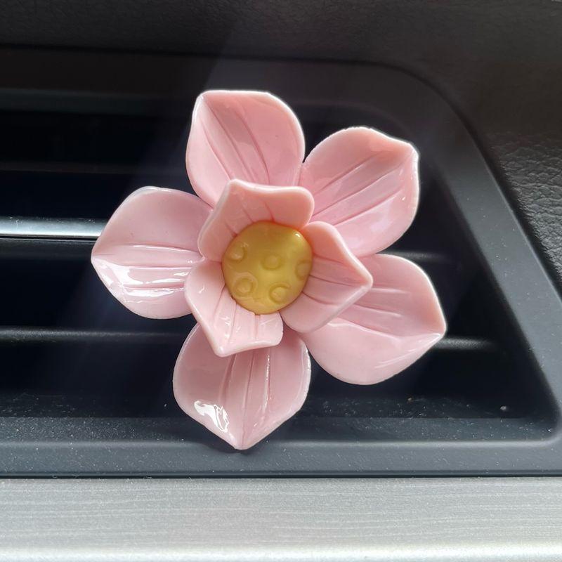 Ceramic Peony Lotus Car Fragrance Diffuser Stone Car Perfume Car Air Vent Decoration Women's Car Interior Ornament