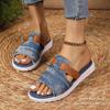 2025 summer new casual denim beach slippers large size soft bottom flat bottom cool slippers