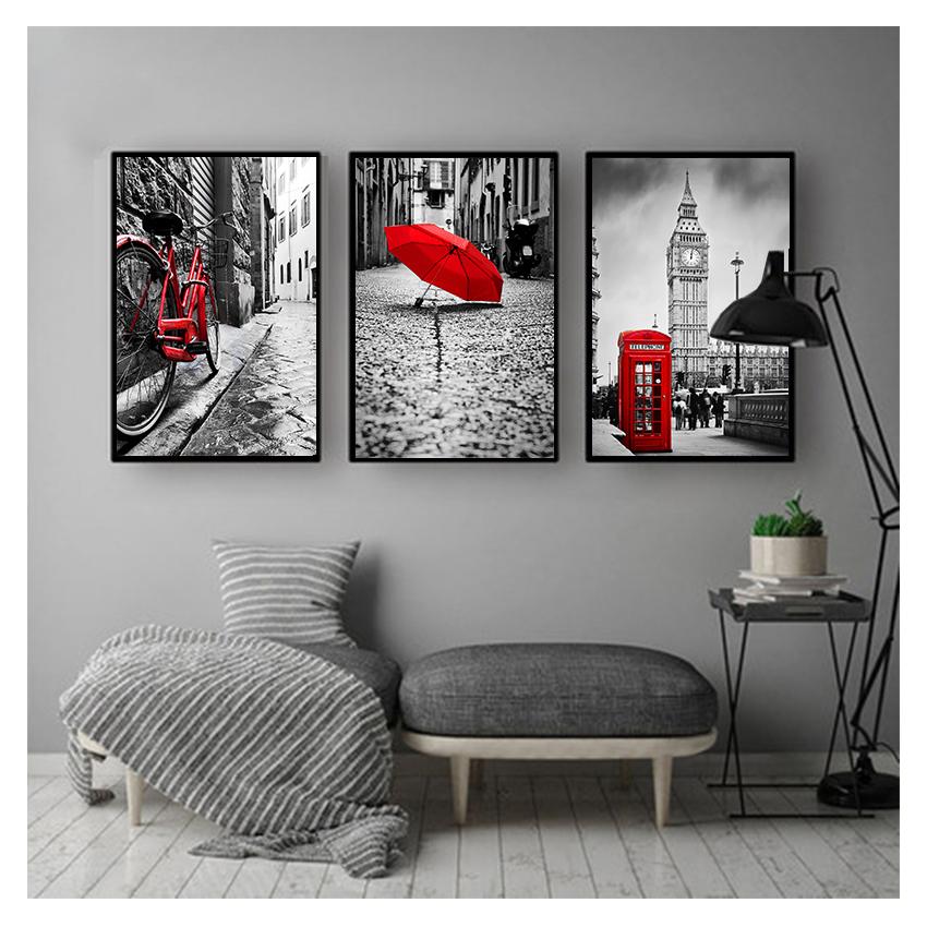 City Umbrella Call Box Nordic Posters And Prints Wall Pictures For Living Room Salon Wall Art Canvas Painting London