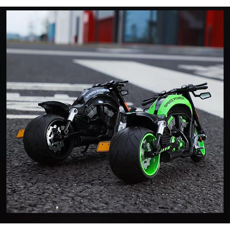Simulation 1/10 Alloy Harley Vintage Motorcycle Model with Sound and Light Diecast Toy Motorbike Collection Miniature Voiture