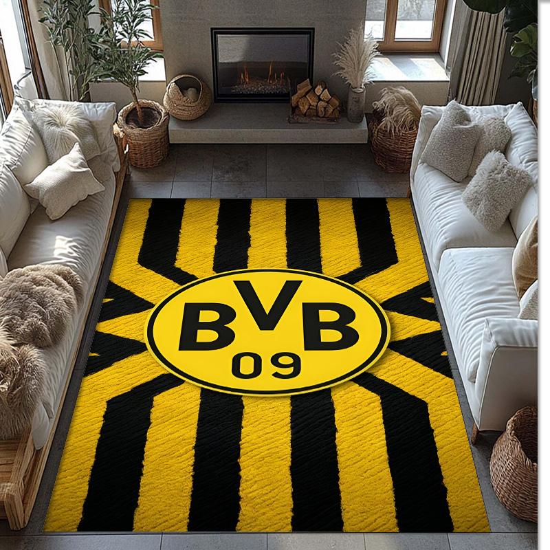 Borussia Dortmund Theme rug Soft Crystal Velvet Area Rug Non-Slip Floor Carpet for Living Room Bedroom Nursery