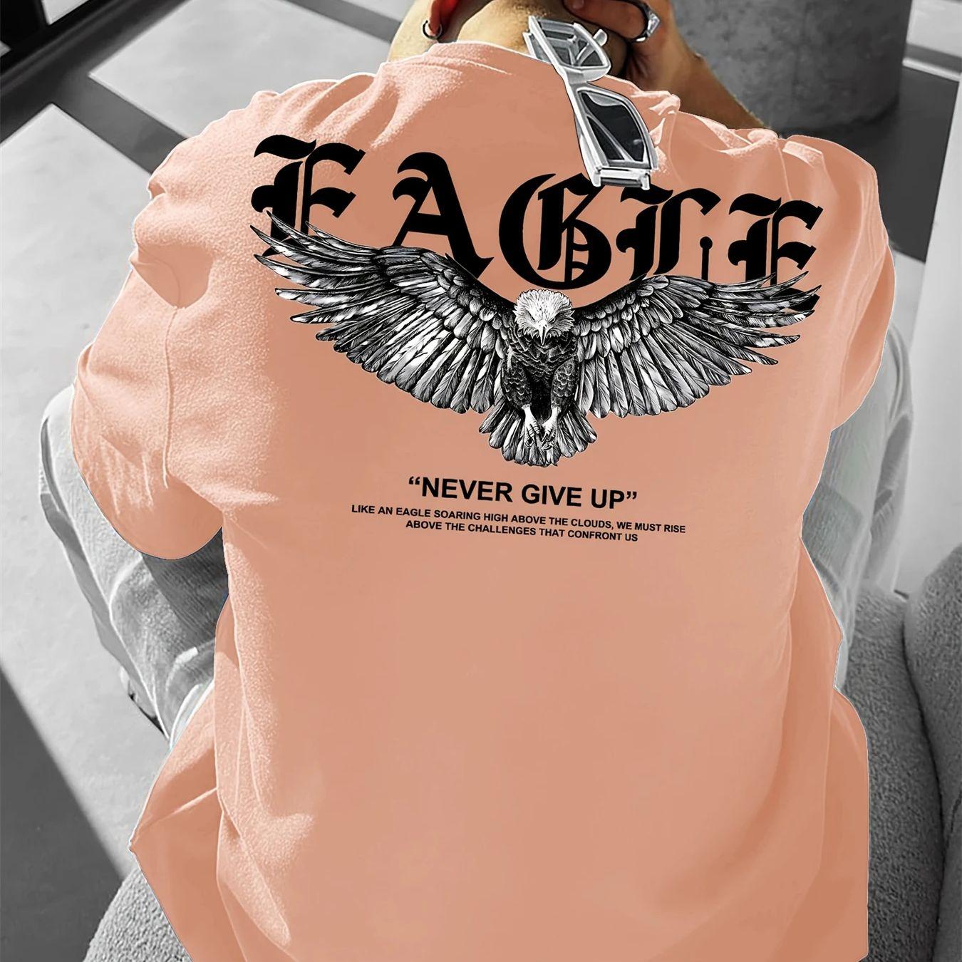 

Мужская летняя модная повседневная футболка свободного кроя больших размеров из 100 хлопка с графическим принтом «Никогда не сдавайся», спортивная футболка с круглым вырезом и короткими рукавами 4XL