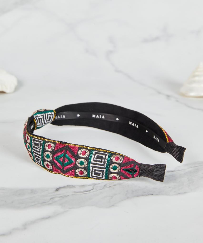Maia Pearl Flower Jacquard Hairband A-Knot Type Violet