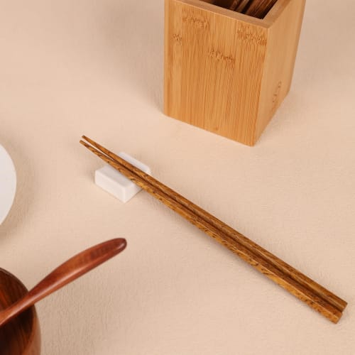 HTB Natural Wood Hexagonal Chopsticks, Set of 5, 22.5cm, Wooden Chopsticks for Guests, Non-Slip, for Home Use, Guests, and Everyday Use, High-Quality