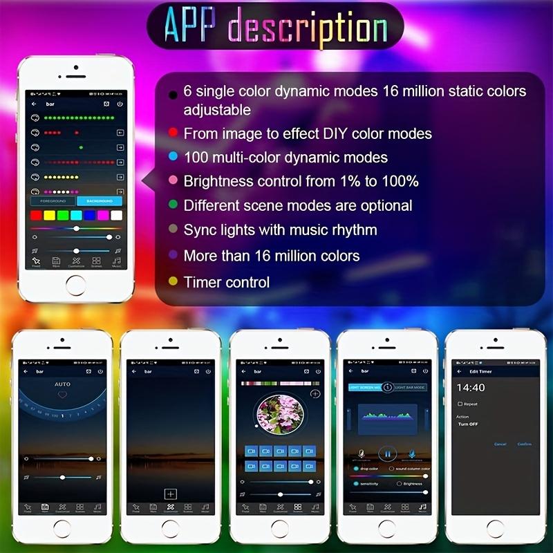 16.4FT/32.8FT LED Strip Lights WS2812B Rainbow Effect USB APP Control Diode Flexible Light DC5V Back Glue Suitable For Holiday Party Music Dance