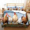 Farma Kuře Král Královna Plný Povlak na přikrývku Slepice Rozkošné Kuřátko Ložní souprava Rodina Zvíře Povlak na peřinu 2/3ks Polyesterový Povlak na přikrývku