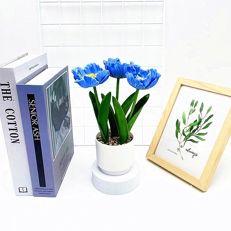 Simulation Multicolor Corn Poppy Potted Artificial Flower For Home And Photography Props
