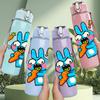 1PC Bunny Rabbit Gesture Art 750ml Color Plastic Sports Water Bottle Leakproof Flip Straw Lid Suitable for Sports Office Home Use