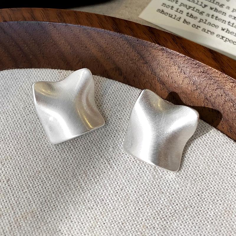 PONYKISS Тибетское серебро 18K позолота Асимметричные квадратные пусеты для женщин Классическая мода Геометрические аксессуары