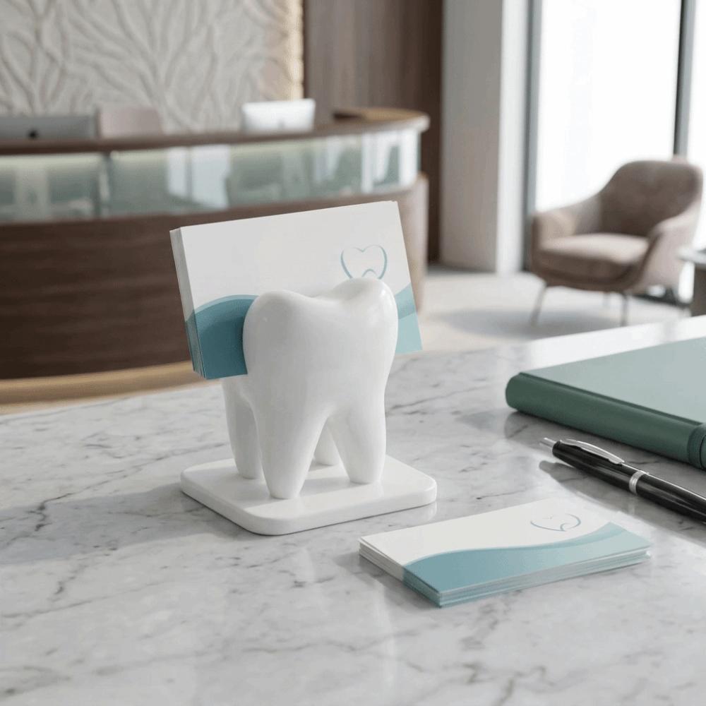 White Dentist Business Card Holder Dental Clinic Name Card Display Organizer Workbench Use