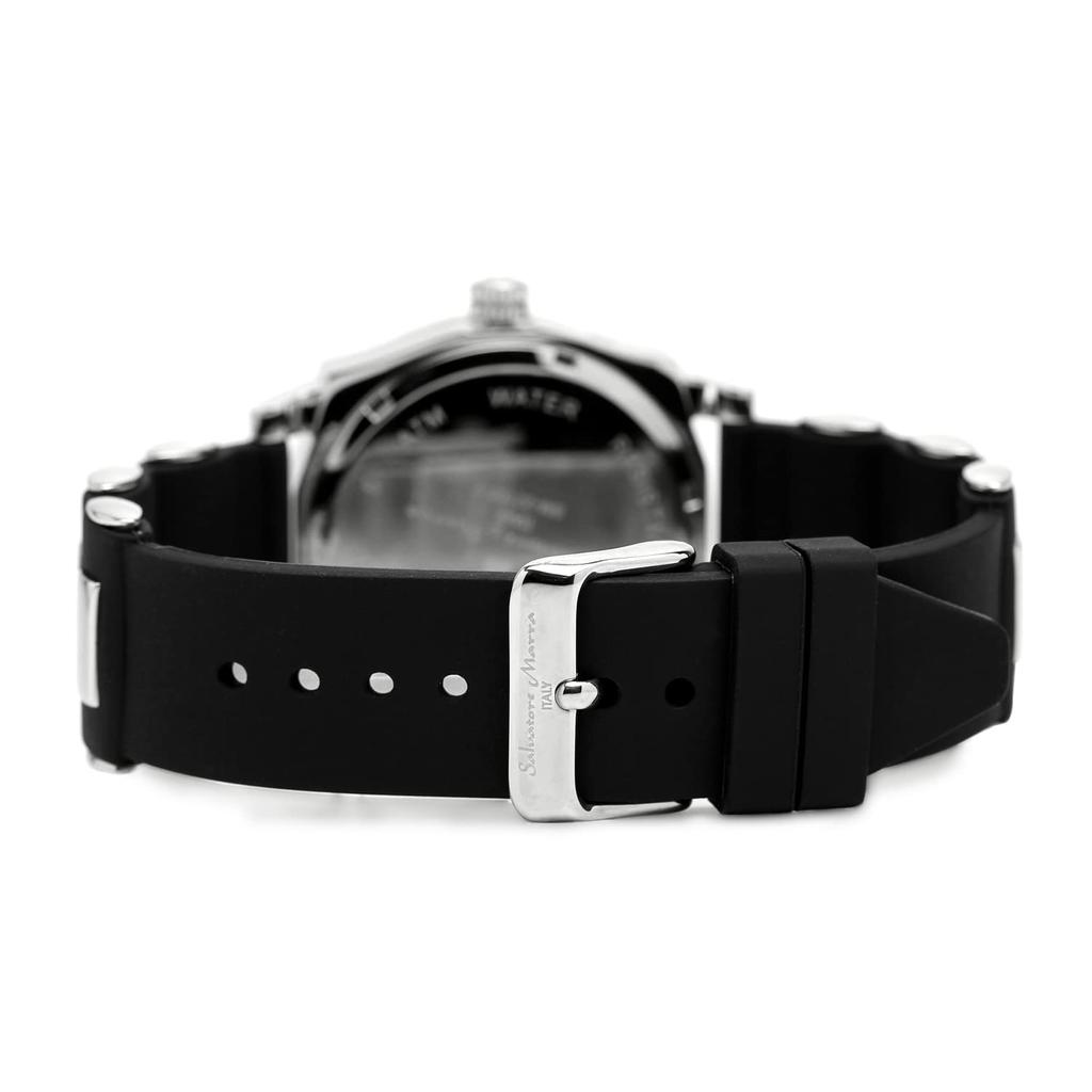 Watch Moon Phase Multi Calendar 5 ATM Water Resistant Business Formal Rubber Belt Limited Model White Silver [Salvatore Mara] Men's SM22105R-SSWH