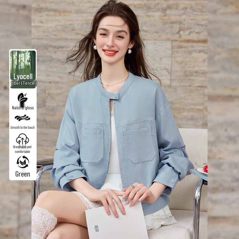Bailuyu Tencel Linen Blend Cardigan Jacket M
