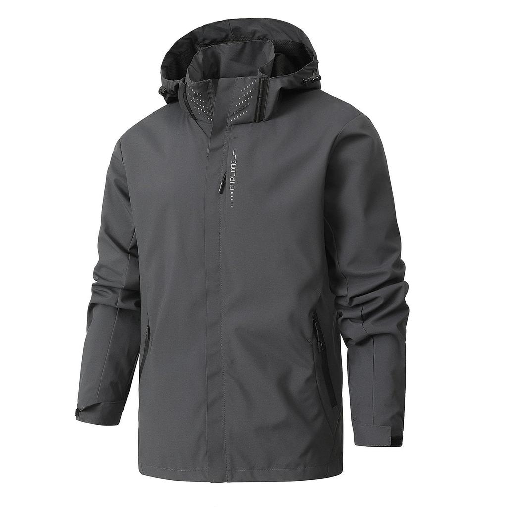 Mens Casual Outdoor Solid Color Fashion Hardshell Winter Waterproof Jacket