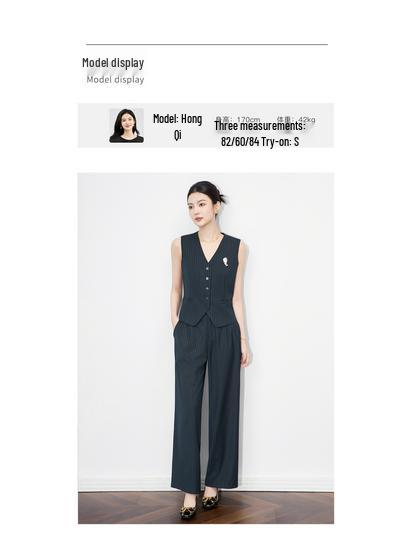 Old Money Chic: Damen Entspannter Anzug Weste & Weitbeinige Hose Set