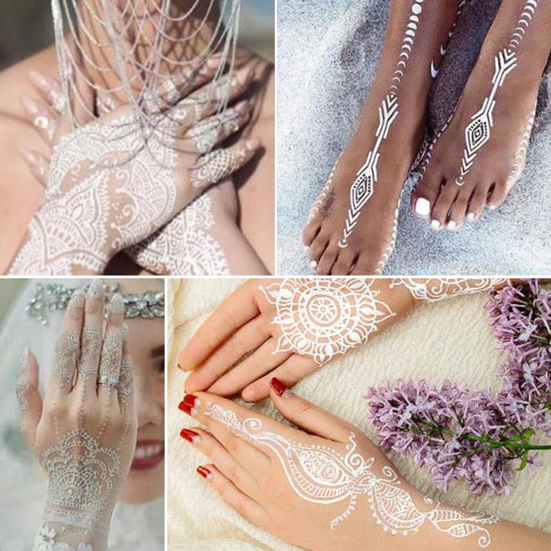 White Lace Tattoo Sticker South East Asia Festival White Henna Tattoo