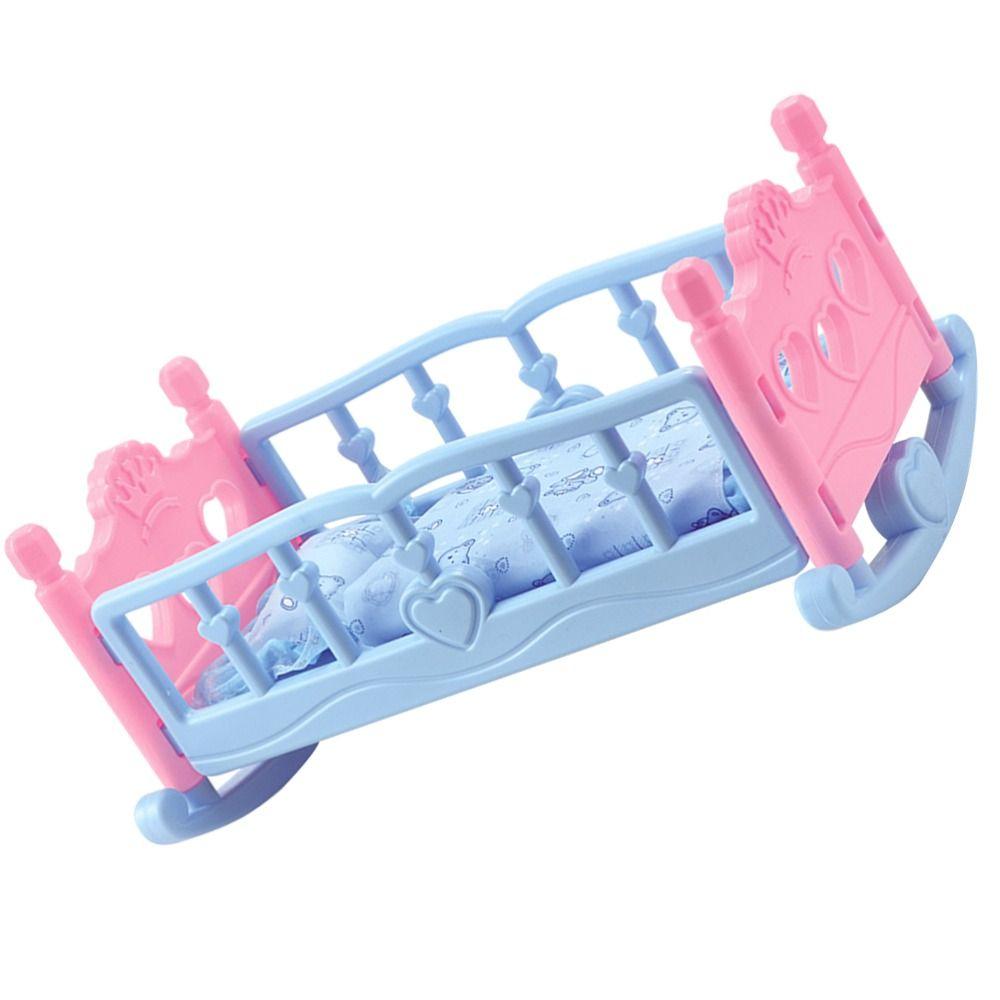 Infant Carriage Baby Doll Rocking Bed Pretend Play Doll Rocking Crib Baby Bed Cradle Girls Gift