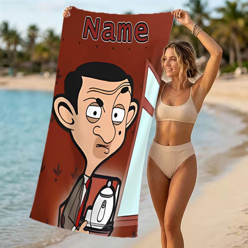 Customizable personalized beach towels Mr. Bean themed designs.Suitable for the beach, yoga, sports;ideal as beach accessories