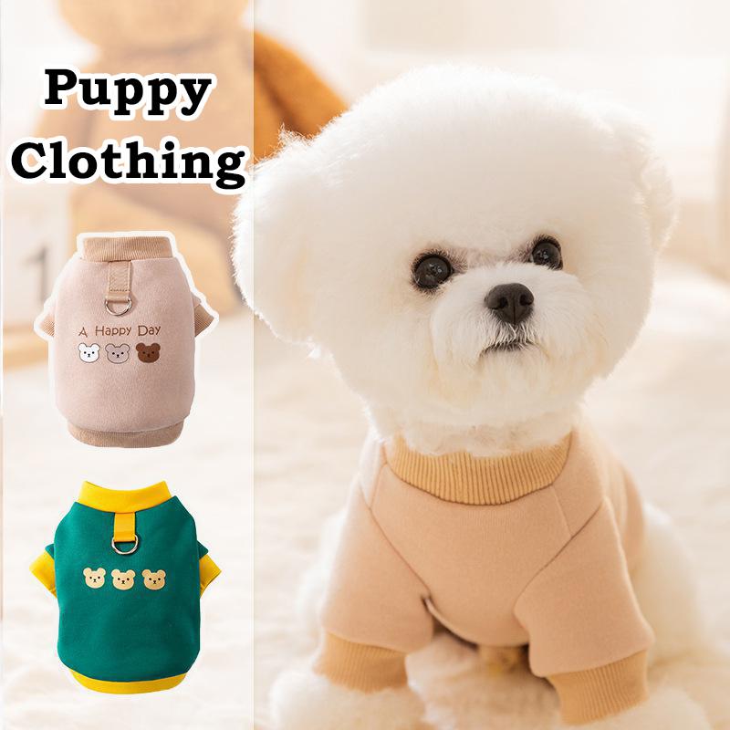 Pet Fleece Sweater Bear Pattern Outfit Small Dog Plush Clothing Thermal Lightweight Winter Wear Puppy Apparel Soft Warm Coat
