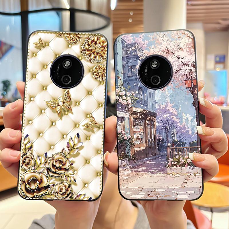 Case For Nokia 110 4G 2024/HMD 110 4G/Nokia 125 4G 2024 Anti-Scratch Soft Black Case Black Cat Holding A Basket Pattern Cover