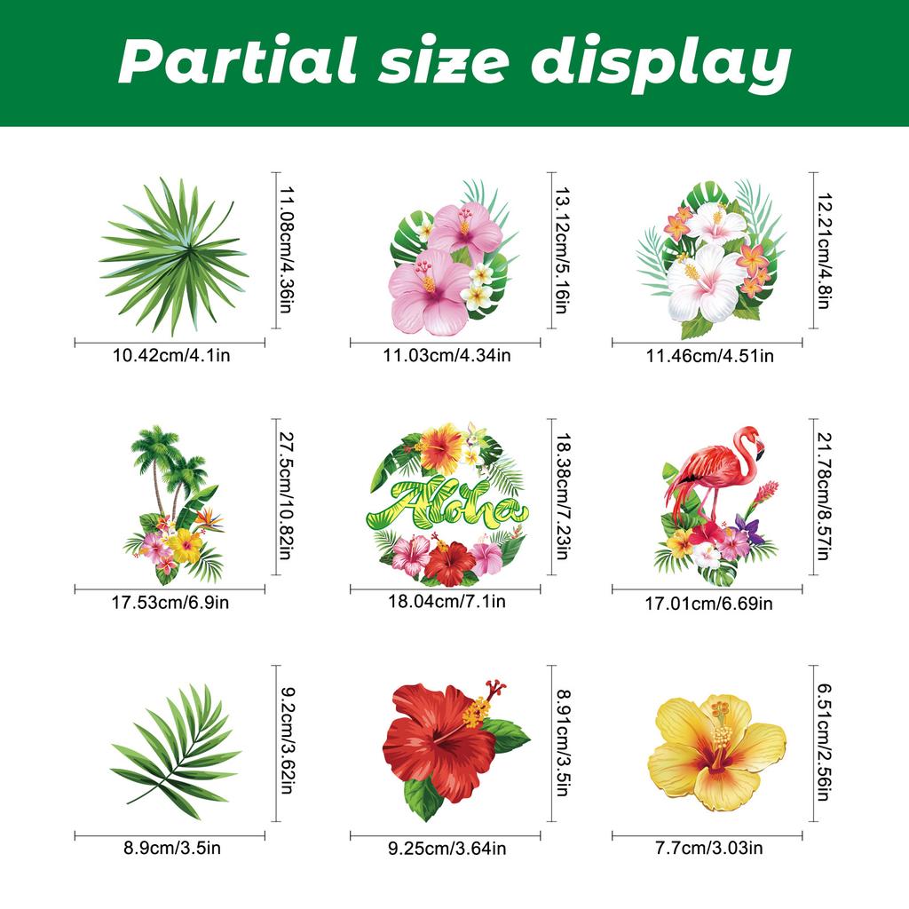 Summer Window Stickers Hawaiian Hibiscus Flower Static Stickers Decorate Party Window Stickers