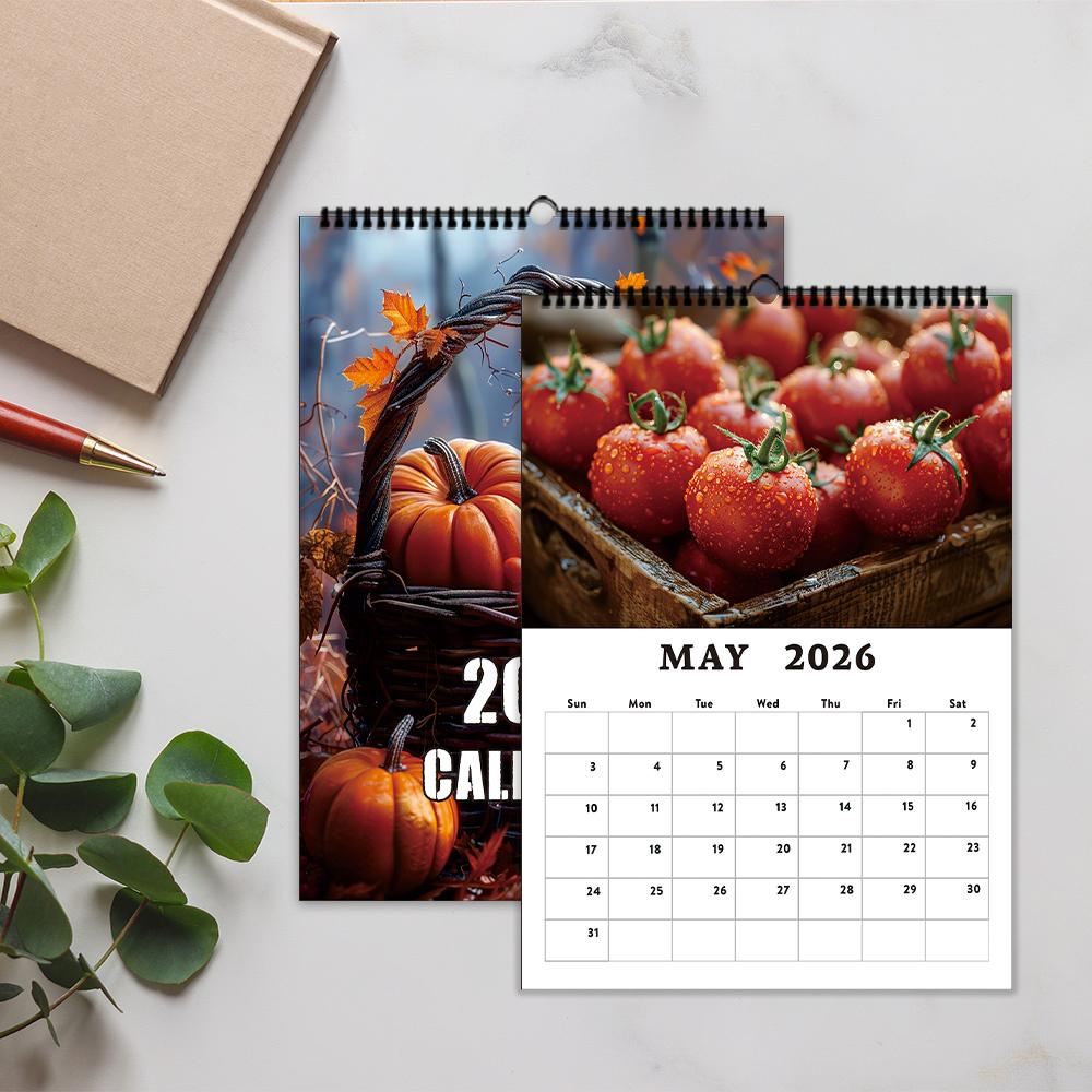 1pc 2026 Wall Calendar, High-Definition Autumn Harvest Crop Calendar, 12 Beautiful Designs, Perfect Gift for Christmas, New Year