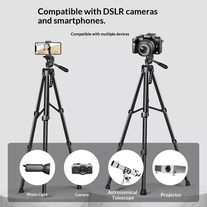 Tripé de Viagem para Celular Auto Tripé de Alumínio Alto 55” 140cm Suporte Com Placas Rápidas Montagem Cabeça Panorâmica Para Câmera Digital Canon Nikon Dslr Slr