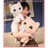 Wearing Cat Bow Stuffed Toy Cute Cartoon Children Birthday Holiday Doll Gift