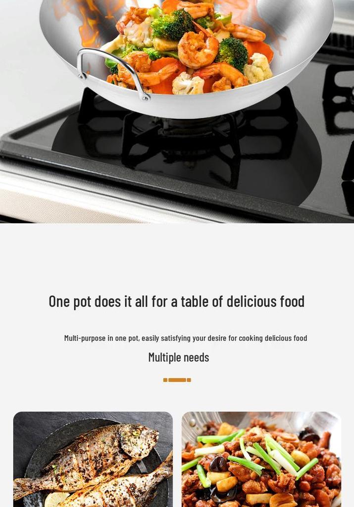 28cm Lightweight Stainless Steel Chef Wok for Home & Commercial Use