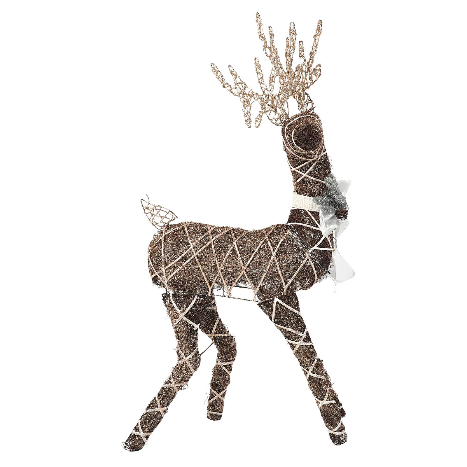 

Reindeer Outdoor Decoration Gold 3D Iron Rattan Xmas Reindeer for Indoor Garden Yard Lawn Reindeer Outdoor Decoration