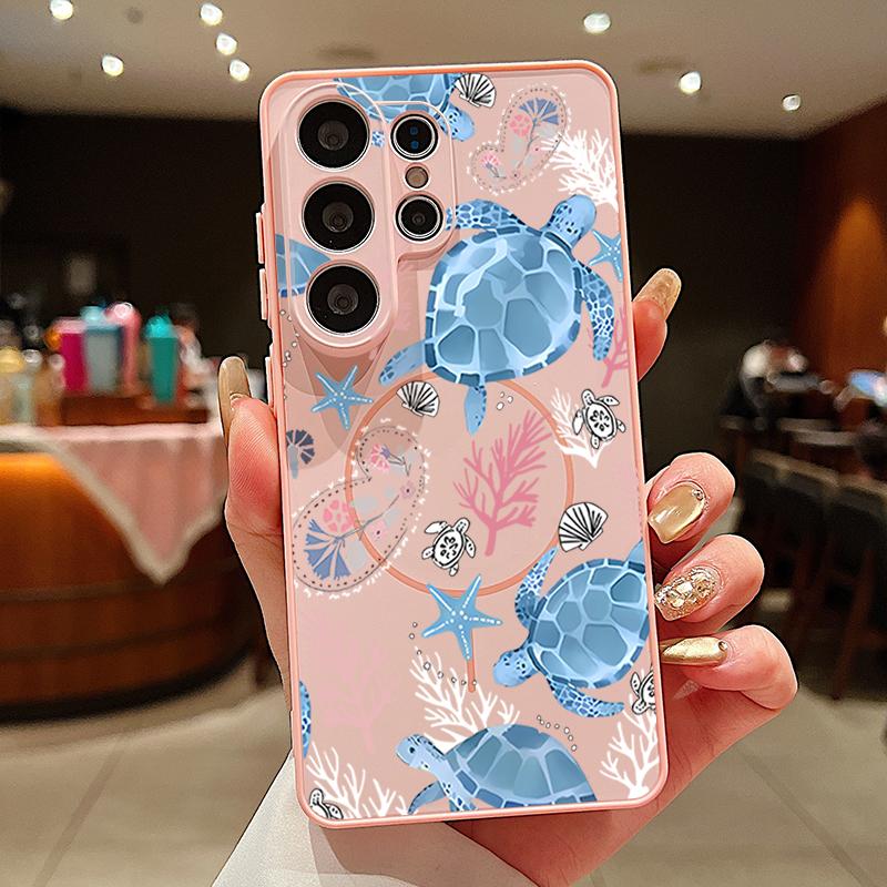 Magnetic For Magsafe Case For Samsung Galaxy S26 Ultra S25 Edge S24 Plus S23 FE S22 A17 A54 A55 A56 A57 5G Shark Whale Pattern Cover