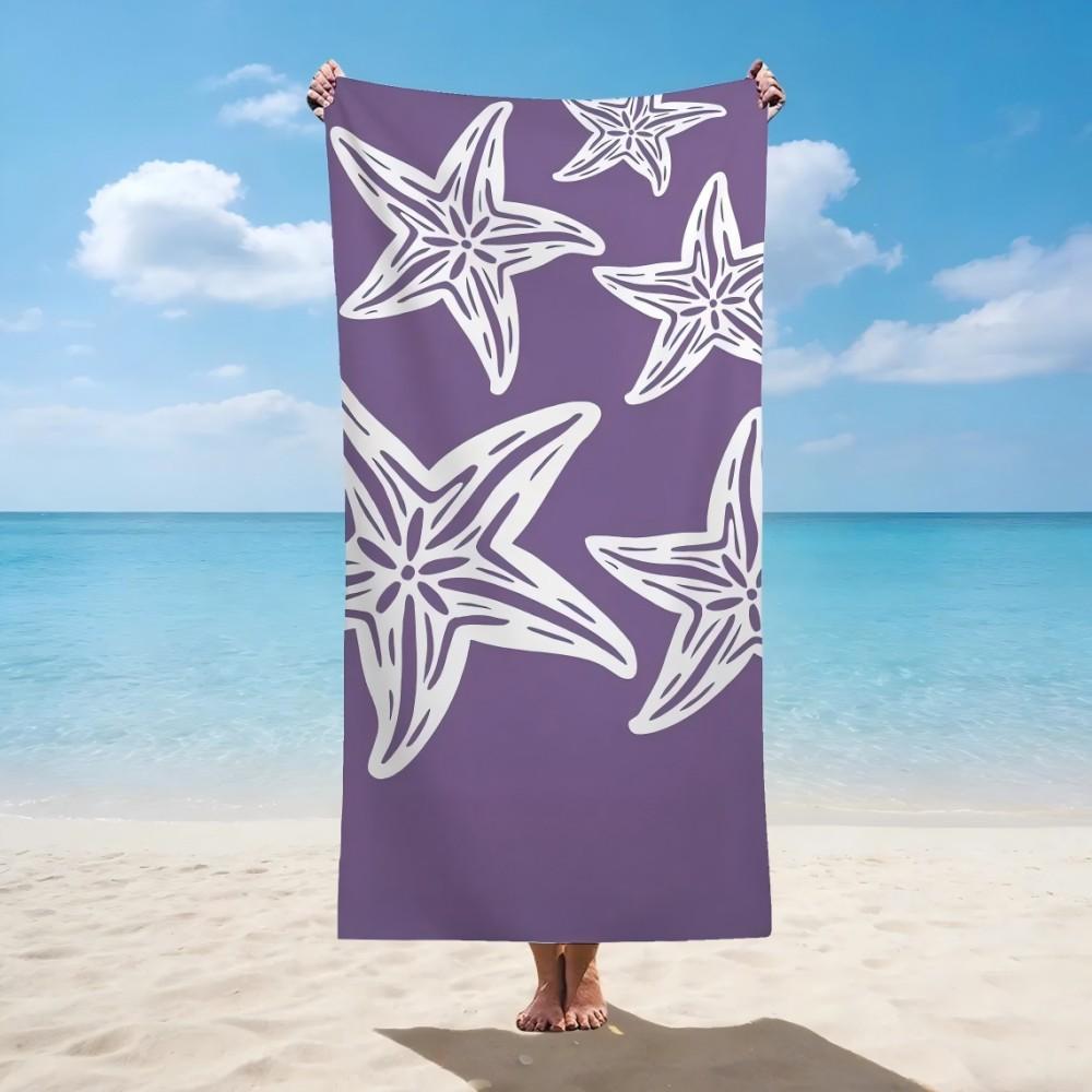 Cute Pink Starfish Print Beach Towel Large Soft Absorbent Shower Towel Sea Animal Sunbathe Blanket Picnic Mat Unique Gift Girls
