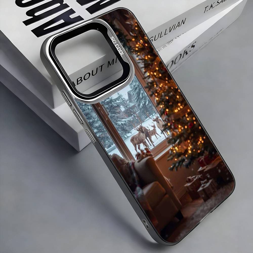 

Christmas Art winter Coffee Colorful Silver Back Phone Case For IPhone 17 16 15 14 13 12 11 Plus Pro Max Plus iPhone16se4
