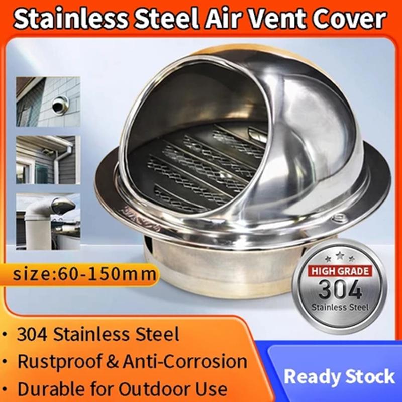 Wall Mount Exhaust Vent Cover 304  for 60mm 150mm Pipe Durable Outdoor Air Grille for Kitchen Workshop