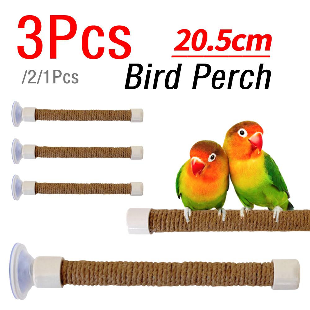 1/2/3Pcs Rope Pet Parrot Wood Fork Tree Branch Stand Rack Squirrel Bird Hamster Branch Perches Chew Bite Toys Stick with Suction