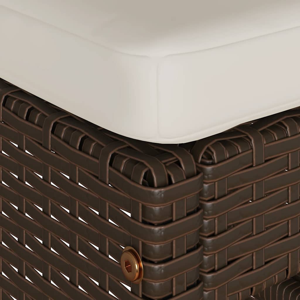 Garden Bar Stool with Cushions 2 pcs Brown Poly Rattan