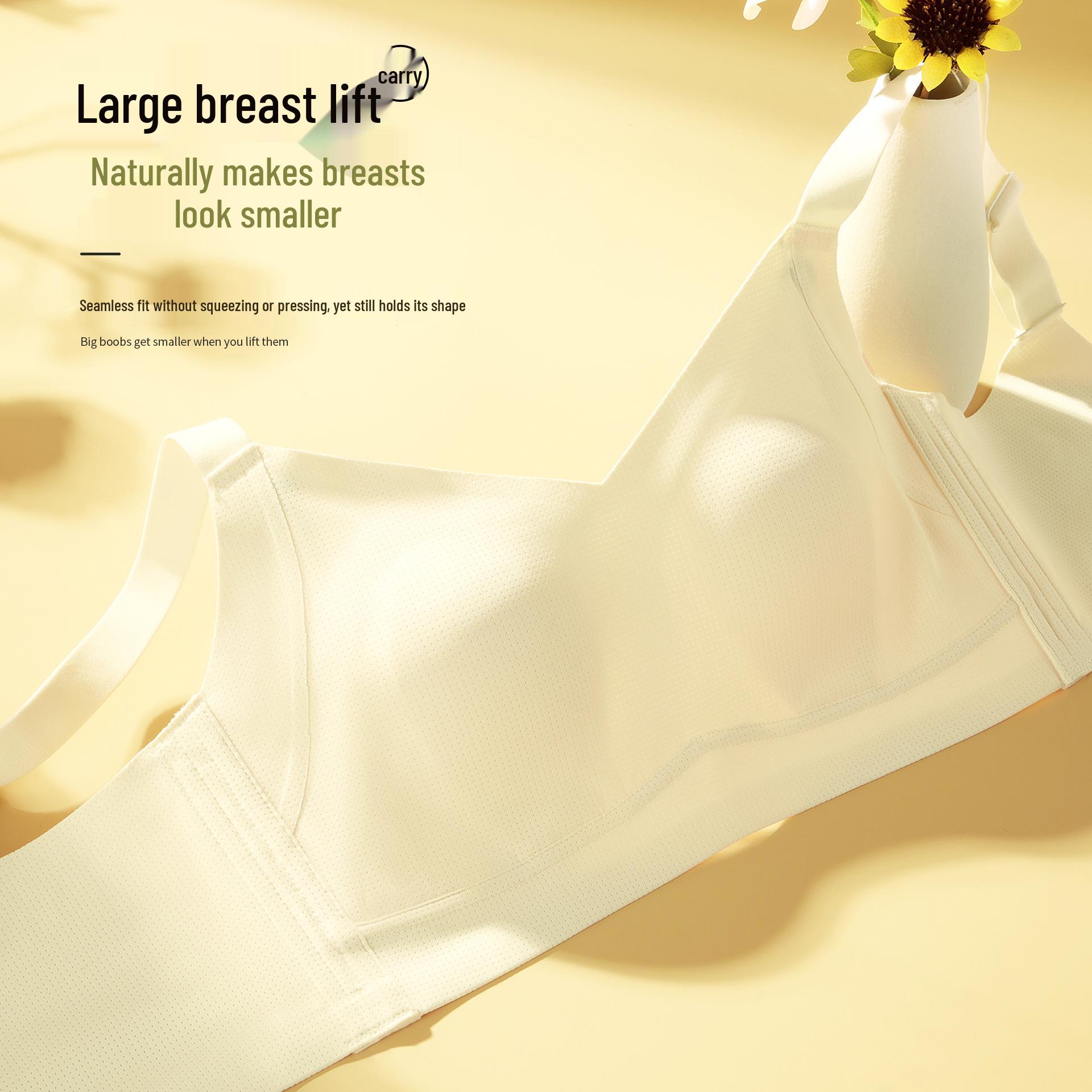 

Seamless Wire-Free Bra: Summer Thin, Breathable, Anti-Sag Support with Rabbit Ear Design for a Slimming Bust Look. L