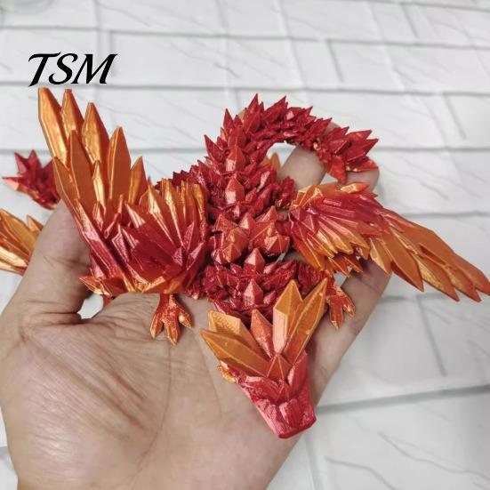 Flying Dragon Model 3D Printed Figurine Movable Joints Chinese Figure Mini Articulated Winged Fidget Toy Desktop Decoration Ornament Collectible