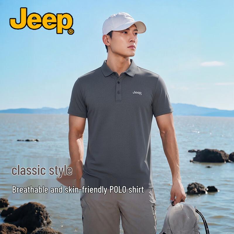 JEEP Men s 3D Breathable Short Sleeve Polo Shirt L