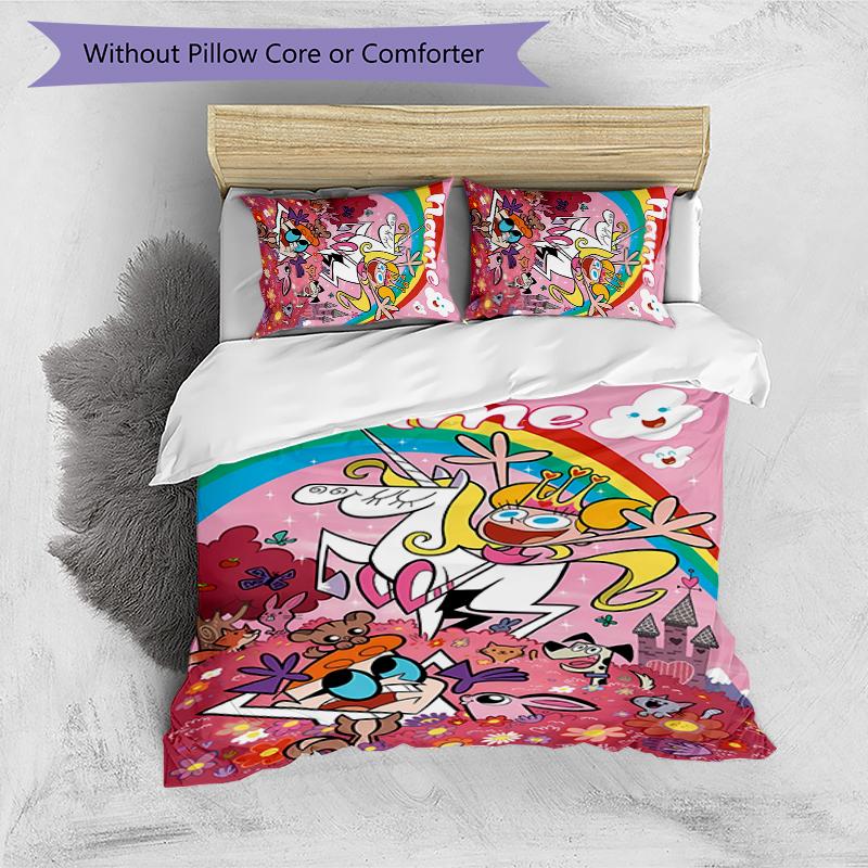 3pcs Custom Name Dexter's Laboratory Bedding Set Duvet Cover Closure Includes 1 Duvet Cover & 2 Pillowcases for All Seasons Bedroom Decor