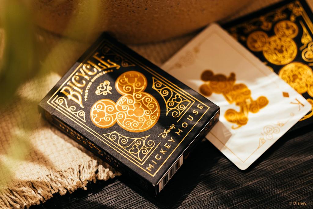 Bicycle Disney Mickey Mouse inspired black and gold playing cards.
