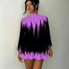 Women's 3D Gradient Brushstroke Print Mock Neck Long Sleeve Dress, Raglan Sleeve Fake Two Piece Mini Dress