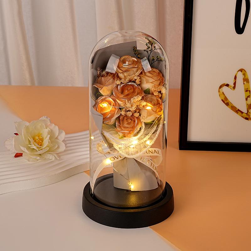 Valentine s Day Preserved Rose Lamp - Festival Gift & Ornament Acrylic Cover + Black Base + Gift Box