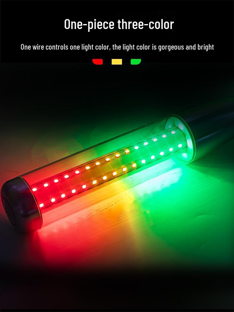 Q7 Aluminum Alloy LED 24V Warning Light: Three-Color, All-in-One Machine Tool Signal with Constant On and Buzzer.